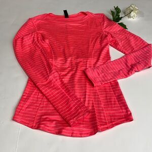 90 Degree Long Sleeve Fitted Athletic Running Reflective Top Hot Pink S
